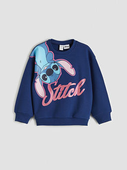 Stitch Bask?l? K?z ?ocuk Sweatshirt