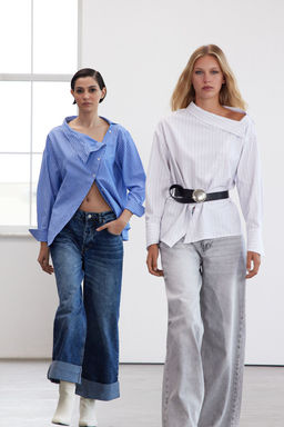 Limited Edition Pembe Yaka Detayl? Cizgili Dokuma Gomlek TWOAW25GO00065