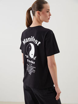 Bisiklet Yaka Bask?l? Kad?n Ti??rt