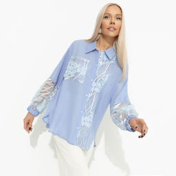 Рубашка комбинированная с вышивкой Смелое решение (fiower) - Charutti фото 2