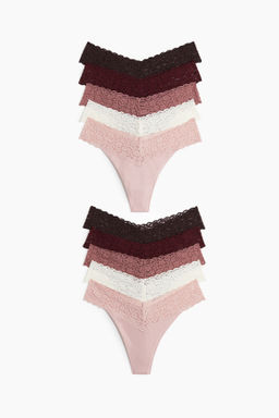 Pack de 10 bragas Thong de encaje