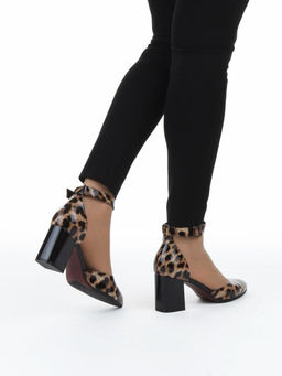 06-A71A-82PC BLACK/LEOPARD Туфли женские (натуральная кожа)