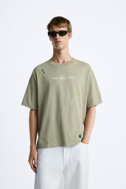 PAINT SPLATTER T-SHIRT WITH SLOGANS - Zara фото 2