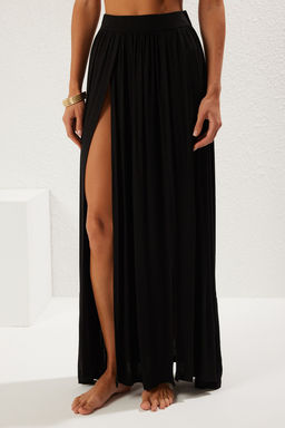 Siyah Orme Y?rtmacl? Maxi Plaj Etek TBESS25ET00005