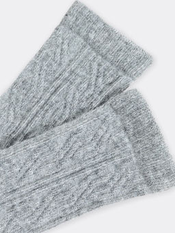 Цена за 5 пар! Носки женские серые из вискозы с ангорой и ажурным рисунком