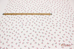 Плательный хлопок Вишенки с горошком на белом цв.пыльно-розовый, ш.1.45м, хлопок-100%, 115гр/м.кв - Купава фото 3