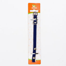 Ошейник бархатистый с сердечками, 32 х 1 см, ОШ 23-29, текстиль и кожзам, синий - Пижон фото 4