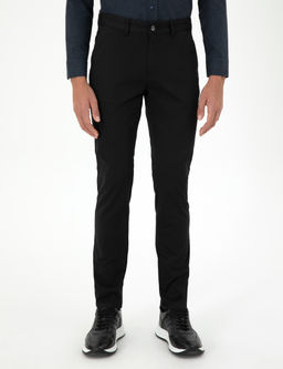 Siyah Slim Fit Basic Kanvas Pantolon