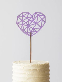 Топпер 5 шт "Сердце" №50, лиловый, фанера (80*66*4 мм)