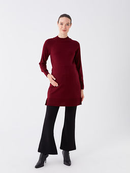 Yar?m Bal?k?? Yaka D?z Uzun Kollu Hamile Triko Tunik