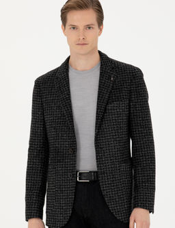 Спортивная куртка узкого кроя из смесовой шерсти антрацитового цвета