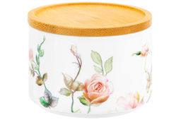 Банка д/хранения 250 мл 9,3*9,3*7 см Певчие птички + дер. крышка-подст. с сил. упл. (без золота) - Elan gallery фото 7