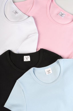 Укороченная футболка в рубчик для девочки Happyfox