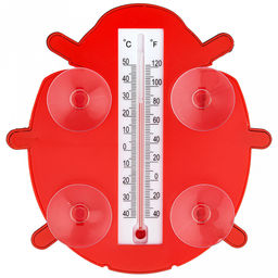 Термометр уличный +50-40С "Божья коровка" 16х15,5см, на присосках, пластик, в п/эт пакете на картоне (Китай)