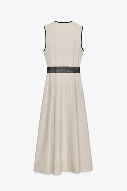LINEN BLEND MIDI DRESS WITH BELT - Zara фото 13