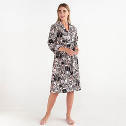 Халат женский Этель «Леопард» рукав 3/4, размер 46-48, вафля 200 г/м², 100% хлопок