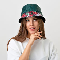 Панама Цветы, цвет зелёный, 56-58 рр. - Overhat фото 4