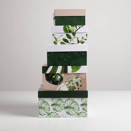 Набор коробок 5 в 1, упаковка подарочная, «Тропический», 14×14×8‒22×22×12 см
