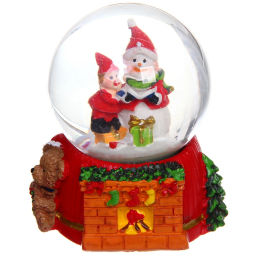 Сувенир новогодний "Снежный шар - Зима" d-4,5 см (подст.5,5*5,6 см), микс