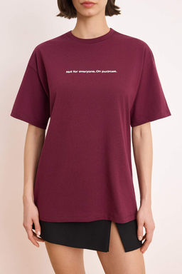 Murdum Slogan Oversize/Genis Kal?p Dusuk Kol K?sa Kollu %100 Pamuk Orme T-Shirt TWOSS26TS00172 - Trendyolmilla фото 3