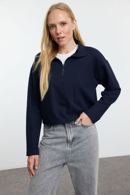 TRENDYOLMILLA Lacivert-Gri 2Li Paket Selanik Regular/Normal Kal?p Fermuarl? Yaka Orme Sweatshirt TWOAW25SW00120  фото 4