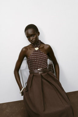 BELTED MIDI A-LINE SKIRT - Zara фото 6