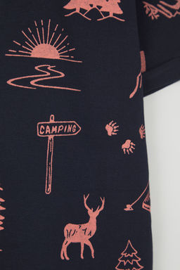 Lacivert Erkek Cocuk %100 Pamuk Orman Bask?l? Polo Yaka K?sa Kol Orme T-Shirt TKDSS25TS00083 - Trendyolmilla фото 3