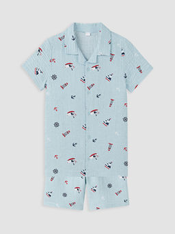 Resort Yaka Erkek ?ocuk ?ortlu Pijama Tak?m?