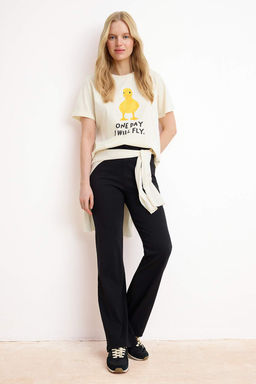 Ekru Bask?l? Regular/Normal Kal?p K?sa Kollu Tok %100 Pamuk Orme T-Shirt TWOSS26TS00091 - Trendyolmilla фото 2