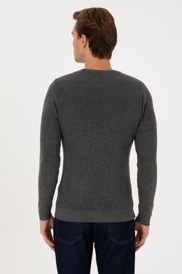 Erkek Slim Fit Bisiklet Yaka Antrasit Melanj Basic Kazak - U.s. polo assn фото 5