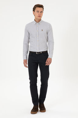 Erkek Lacivert Slim Fit Kanvas / Chino Pantolon