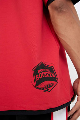 DeFactoFit Футболка оверсайз с короткими рукавами и капюшоном NBA Houston Rockets фото 7