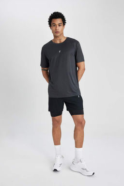 DeFactoFit Спортивная футболка узкого кроя с круглым вырезом и короткими рукавами с принтом  фото 4