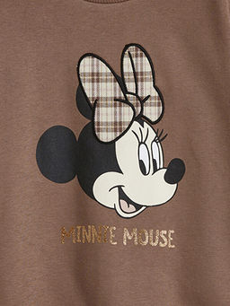 Minnie Mouse Bask?l? K?z ?ocuk Sweatshirt ve ?ort Etek Tak?m