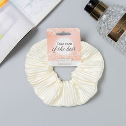 Цена за 4 шт. Резинка для волос «Орбита», жатка классика глянец, 12 см, молочная