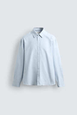CAMISA REGULAR FIT ALGOD?N - SEDA / Celeste - Zara фото 7