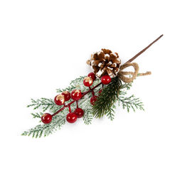 Blumentag VDF-131 Веточка хвойная с шишкой и ягодами 3 х 1 шт. 30 см 01  фото 3