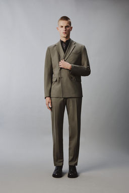PANTAL?N REGULAR FIT TRAJE / Verde