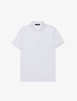 Beyaz Slim Fit %100 Pamuk D__meli Polo Yaka Basic Ti__rt