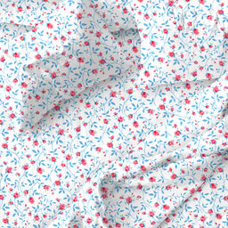 Постельное белье, комплект 1,5 спальный "Цветочная полянка, красный", 4 предмета: пододеяльник 145х215см, простыня классическая цвет красный 150х215см, 2 наволочки 70х70см с клапаном-запахом, бязь 121г/м2, хлопок 100%, упаковка "Классическая" ПВХ 32х