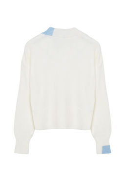 Ekru Yumusak Dokulu Atk?l? Triko Kazak TWOAW25KZ00205