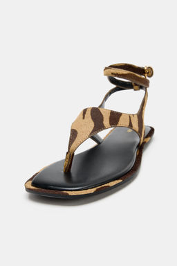 SANDALIA PIEL CON PELO ESTAMPADO / Cebra - Zara фото 4