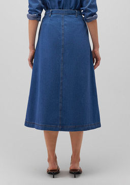 Dugme Detayl? Indigo Etek - Mavi фото 4