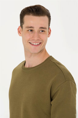 U. S. Polo Assn Мужской комфортный свитшот цвета хаки с круглым вырезом - U.s. polo assn фото 9