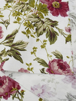 Интерьерный хлопок Бордовые пионы на белом, ш.1.5м, хлопок-100%, 215гр/м.кв - Купава фото 2
