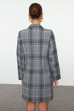 Gri Ekose / Kareli Dokuma K?sl?k Ceket Elbise TWOAW23EL00475