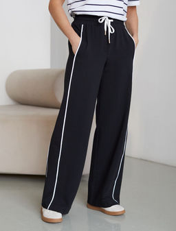 Прямые брюки с лампасами из эластичного футера двухнитки без начеса