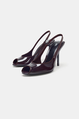 FAUX-PATENT HEELED SANDALS - Zara фото 3