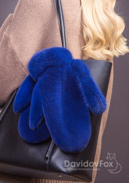 Варежки норка индиго