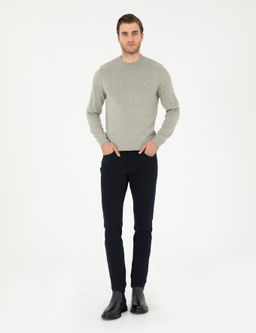 A__k Gri Melanj Slim Fit Yar_m Bal_k__ Yaka Basic Triko Kazak - Pierre cardin фото 4